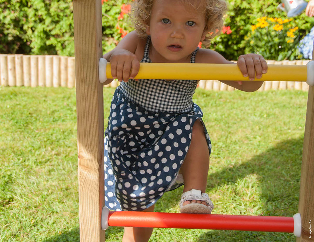 Jungle Cottage | Wooden climbing frame with fireman's pole